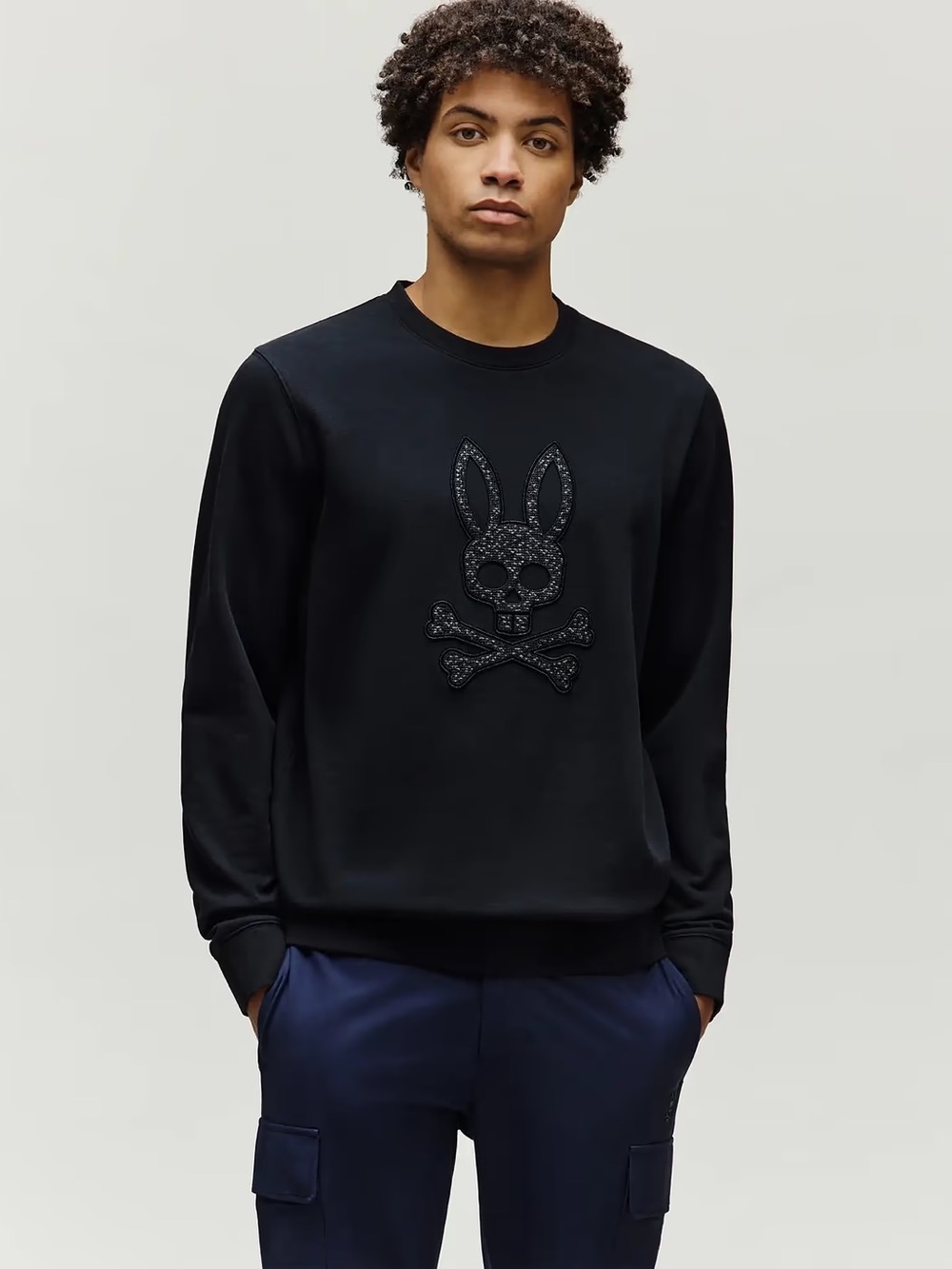 NWT Psycho Bunny Gabin Textured Crew Men's 3XL Black Textured Embroidery - Picture 2 of 12